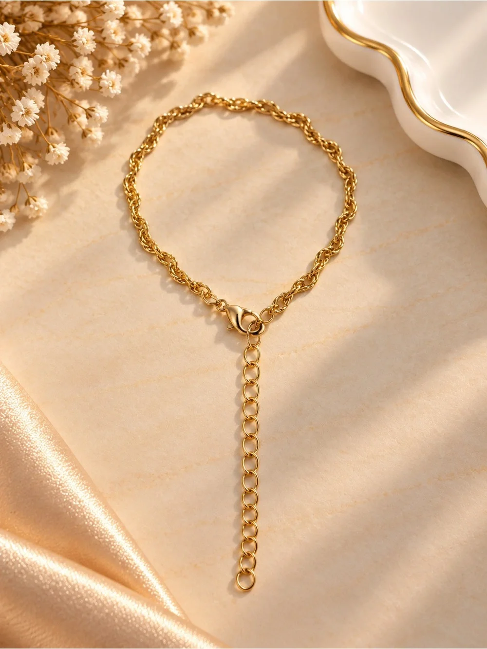 Gold Twisted Rope Chain Bracelet – Elegant Women's Jewelry